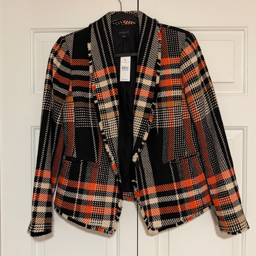 Ann Taylor Fall Tweed Plaid Blazer